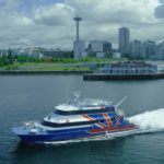 Catch sight of the Space Needle from the deck of the San Juan Clipper.